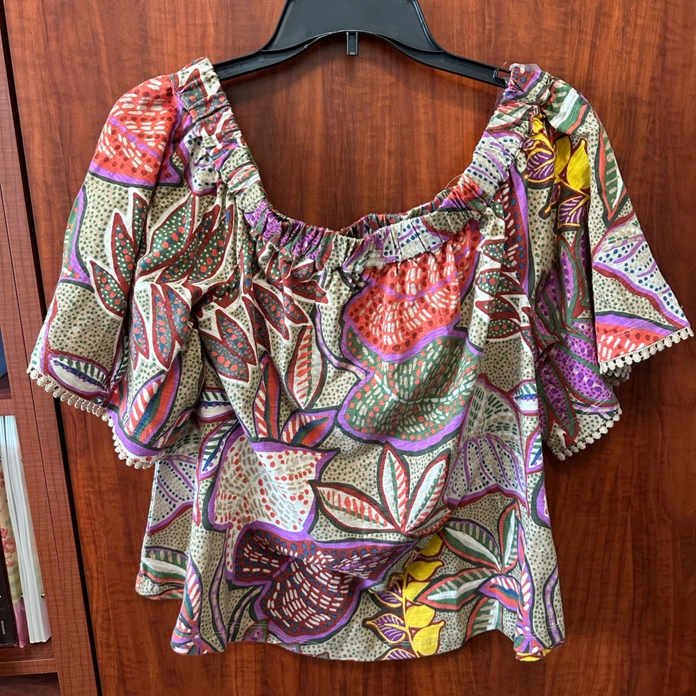 Chico’s Island Style Multicolor Off-Shoulder Women's Top Size 1